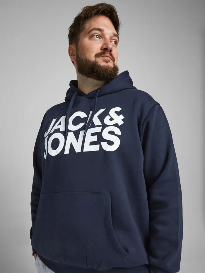 Sweatshirts JACK and JONES Mens 2PACK LOGO SWEAT PLUS SIZE HOODIE Black Black Gift Ideas