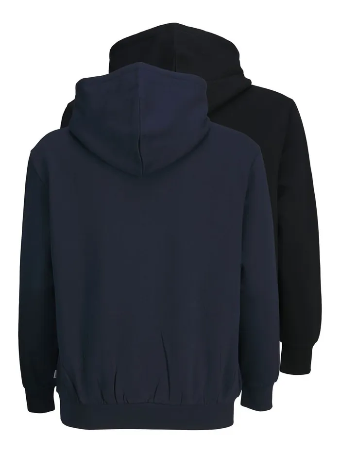 Sweatshirts JACK and JONES Mens 2PACK LOGO SWEAT PLUS SIZE HOODIE Black Black Gift Ideas