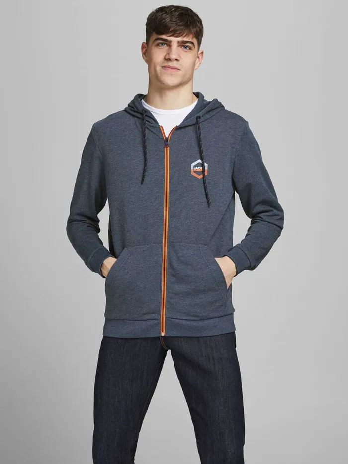 Sweatshirts JACK and JONES Mens 2PACK ZIPPED HOODIE Grey Navy Blazer Gift 4 You