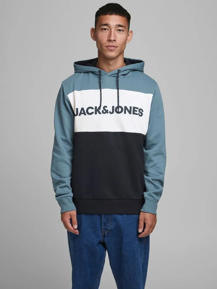 Sweatshirts JACK and JONES Mens COLOUR BLOCK LOGO HOODIE Blue China Blue Popular Sweatshirts JACK and JONES Mens COLOUR BLOCK LOGO HOODIE Blue China Blue Popular