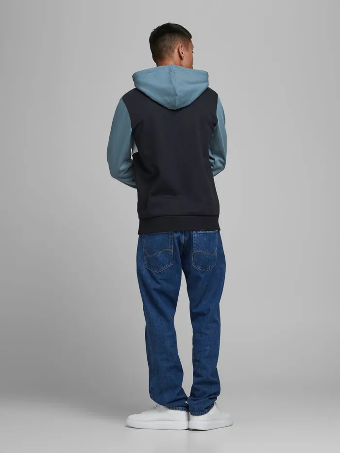 Sweatshirts JACK and JONES Mens COLOUR BLOCK LOGO HOODIE Blue China Blue Popular