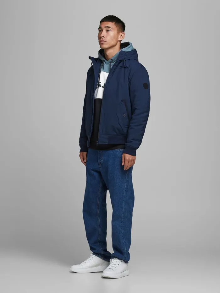 Sweatshirts JACK and JONES Mens COLOUR BLOCK LOGO HOODIE Blue China Blue Popular