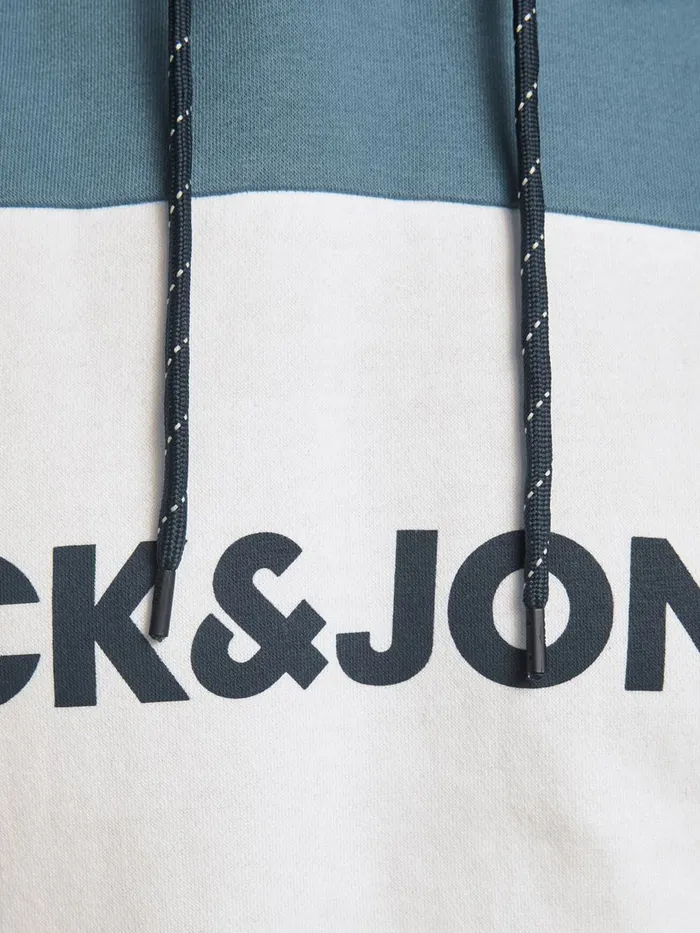 Sweatshirts JACK and JONES Mens COLOUR BLOCK LOGO HOODIE Blue China Blue Popular