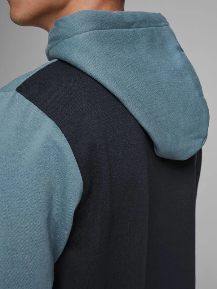Sweatshirts JACK and JONES Mens COLOUR BLOCK LOGO HOODIE Blue China Blue Popular