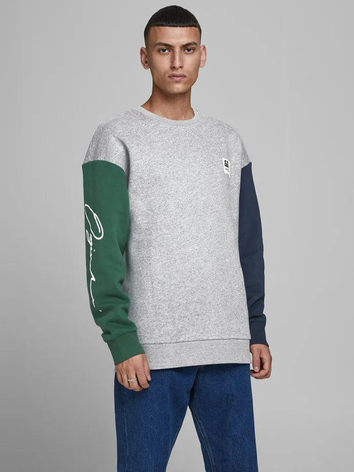 Sweatshirts JACK and JONES Mens COLOUR BLOCK SWEATSHIRT Grey Light Grey Melange Online Sweatshirts JACK and JONES Mens COLOUR BLOCK SWEATSHIRT Grey Light Grey Melange Online