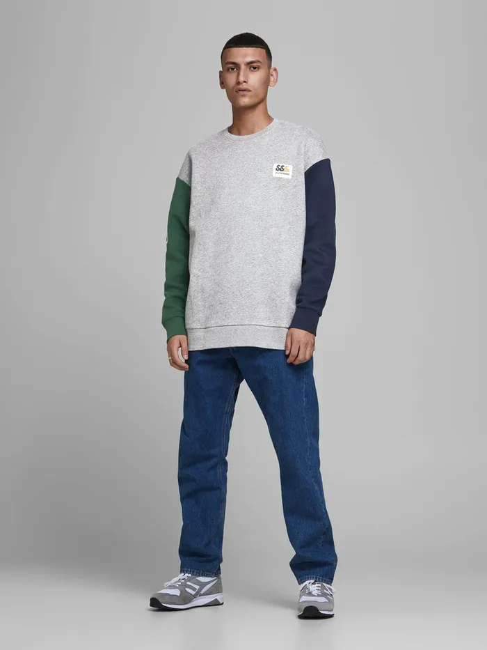 Sweatshirts JACK and JONES Mens COLOUR BLOCK SWEATSHIRT Grey Light Grey Melange Online