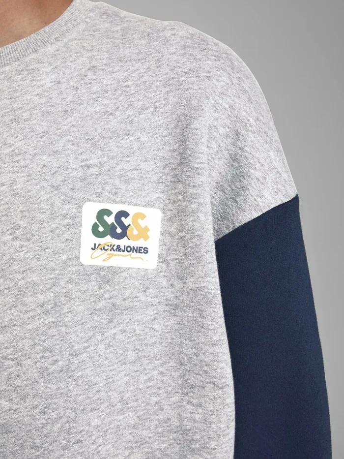Sweatshirts JACK and JONES Mens COLOUR BLOCK SWEATSHIRT Grey Light Grey Melange Online