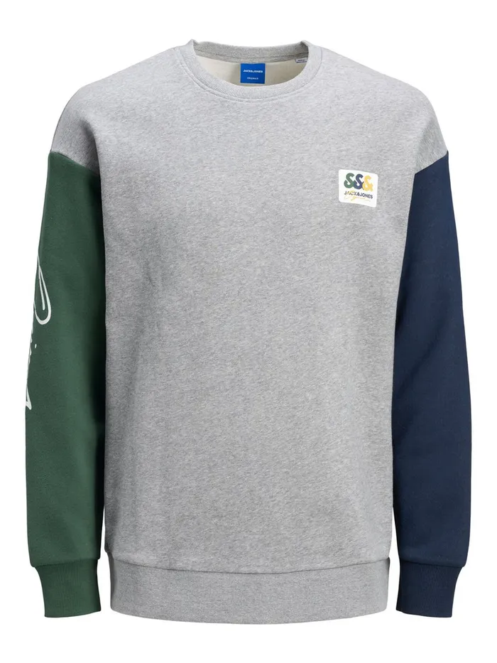 Sweatshirts JACK and JONES Mens COLOUR BLOCK SWEATSHIRT Grey Light Grey Melange Online