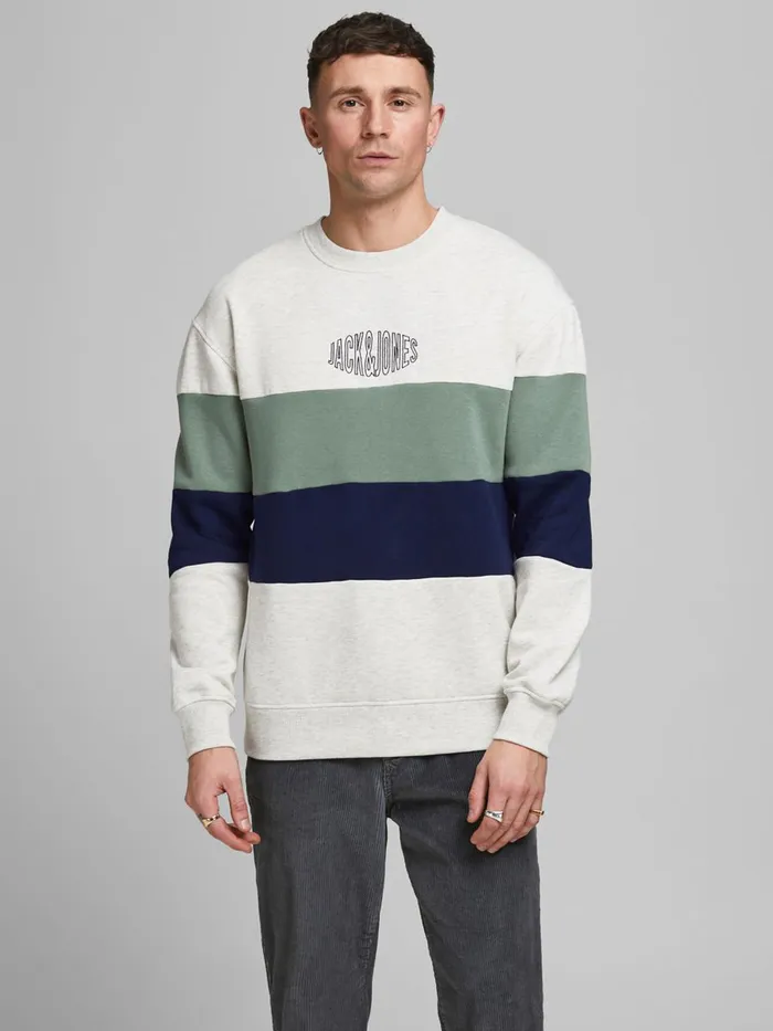 Sweatshirts JACK and JONES Mens COLOUR BLOCK SWEATSHIRT White White Melange Near Me Sweatshirts JACK and JONES Mens COLOUR BLOCK SWEATSHIRT White White Melange Near Me