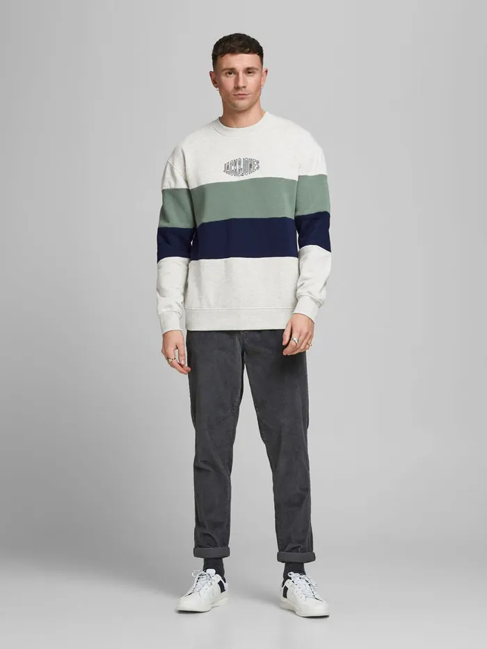 Sweatshirts JACK and JONES Mens COLOUR BLOCK SWEATSHIRT White White Melange Near Me