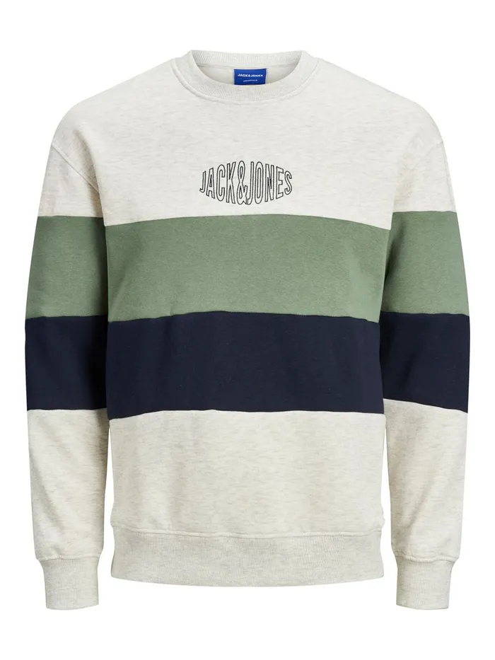 Sweatshirts JACK and JONES Mens COLOUR BLOCK SWEATSHIRT White White Melange Near Me