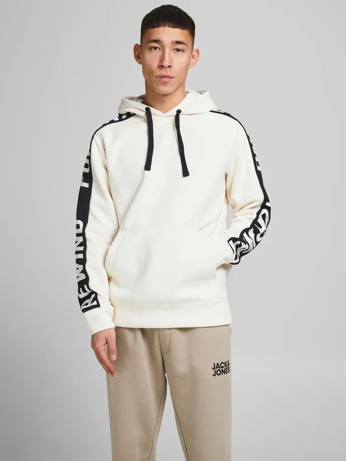 Sweatshirts JACK and JONES Mens CONTRAST HOODIE White Cloud Dancer Cheap On Sale Sweatshirts JACK and JONES Mens CONTRAST HOODIE White Cloud Dancer Cheap On Sale