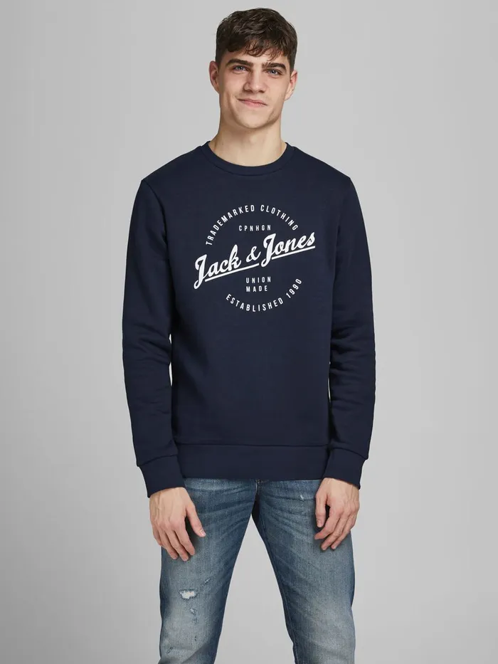 Sweatshirts JACK and JONES Mens CREW NECK SWEATSHIRT Blue Navy Blazer Gift for Friend Sweatshirts JACK and JONES Mens CREW NECK SWEATSHIRT Blue Navy Blazer Gift for Friend