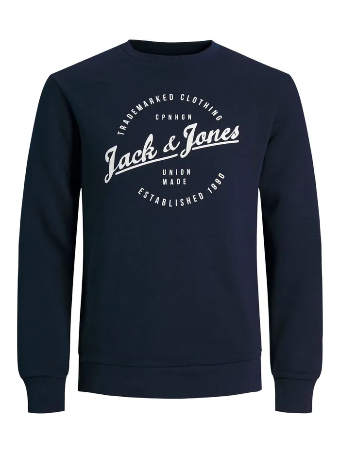 Sweatshirts JACK and JONES Mens CREW NECK SWEATSHIRT Blue Navy Blazer Gift for Friend