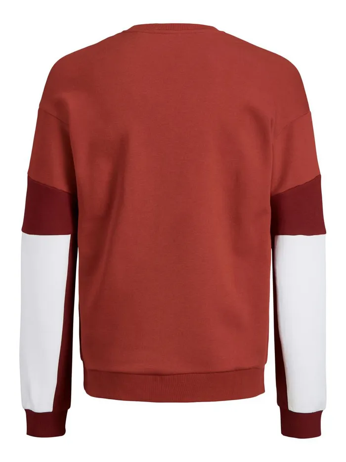 Sweatshirts JACK and JONES Mens CREW NECK SWEATSHIRT Red Summer Fig Casaul