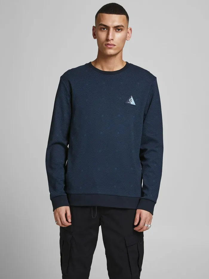 Sweatshirts JACK and JONES Mens INTERLOCK ALLOVER PRINT SWEATSHIRT Blue Sky Captain Gift Ideas Sweatshirts JACK and JONES Mens INTERLOCK ALLOVER PRINT SWEATSHIRT Blue Sky Captain Gift Ideas