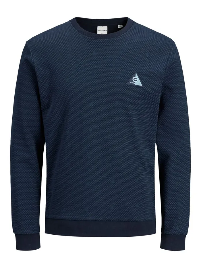 Sweatshirts JACK and JONES Mens INTERLOCK ALLOVER PRINT SWEATSHIRT Blue Sky Captain Gift Ideas