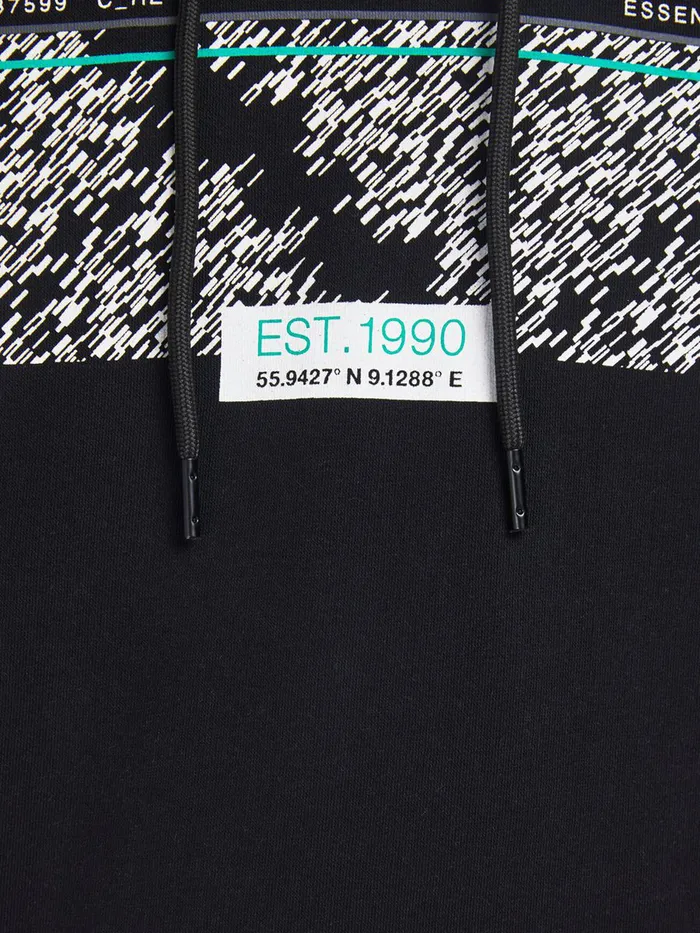 Sweatshirts JACK and JONES Mens LOGO HOODIE Black Black Popular