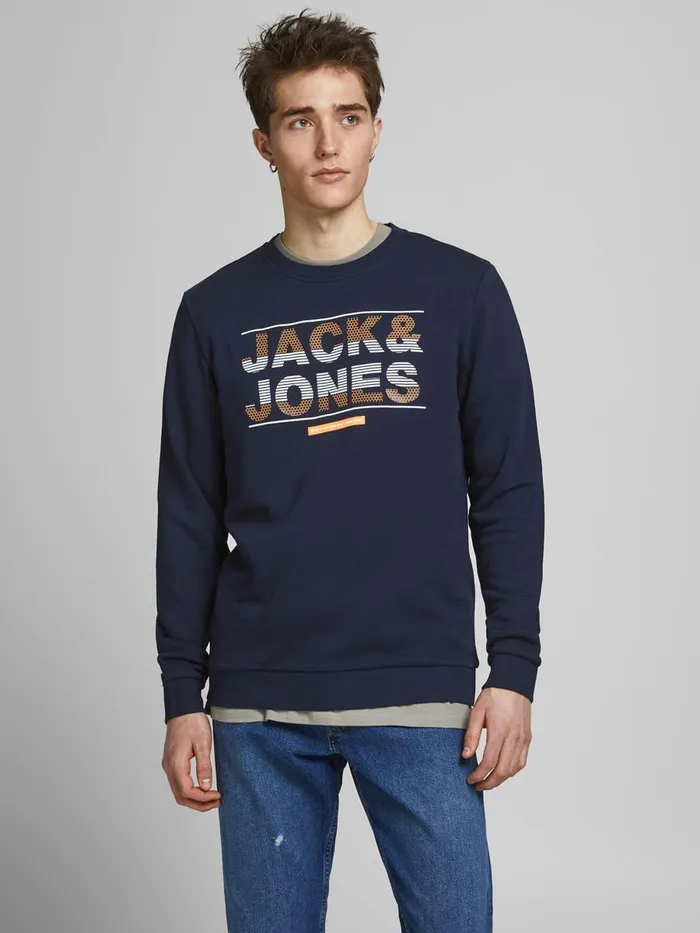 Sweatshirts JACK and JONES Mens LOGO SWEATSHIRT Blue Navy Blazer Gift 4 You