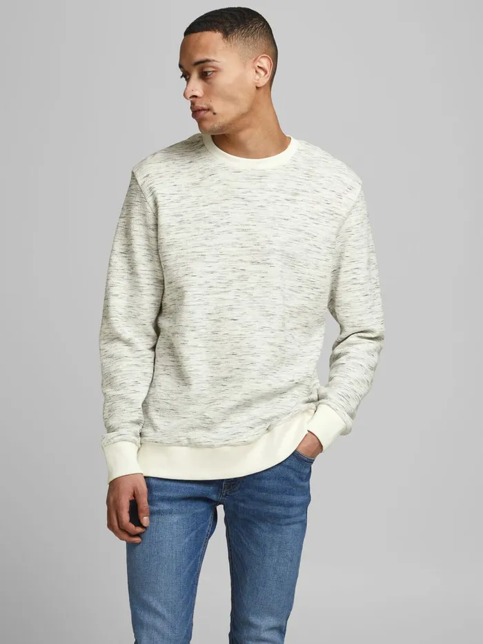 Sweatshirts JACK and JONES Mens LOOPBACK CREW NECK SWEATSHIRT White Cloud Dancer Gift 4 You Sweatshirts JACK and JONES Mens LOOPBACK CREW NECK SWEATSHIRT White Cloud Dancer Gift 4 You