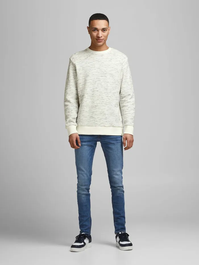 Sweatshirts JACK and JONES Mens LOOPBACK CREW NECK SWEATSHIRT White Cloud Dancer Gift 4 You