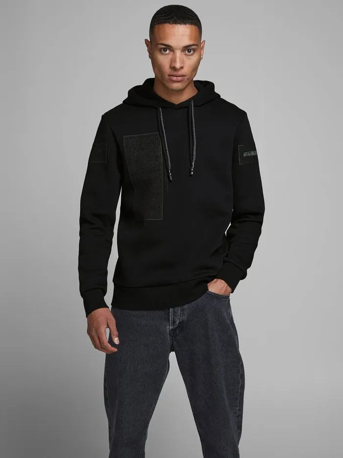 Sweatshirts JACK and JONES Mens LOOPBACK HOODIE Black Black Online