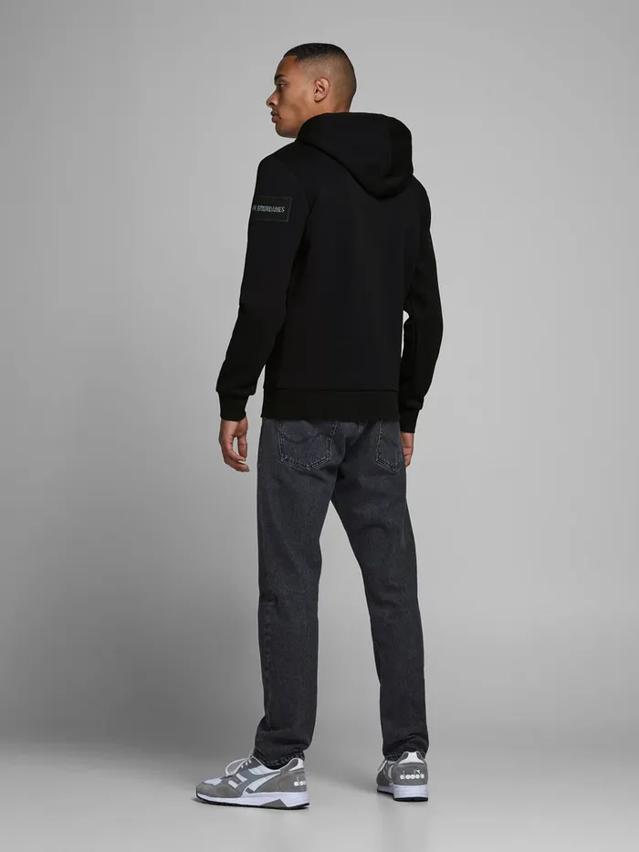 Sweatshirts JACK and JONES Mens LOOPBACK HOODIE Black Black Online