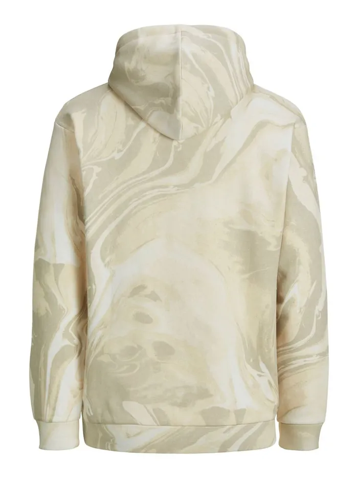 Sweatshirts JACK and JONES Mens LOOPBACK KANGAROO POCKET HOODIE Beige Crockery Casaul