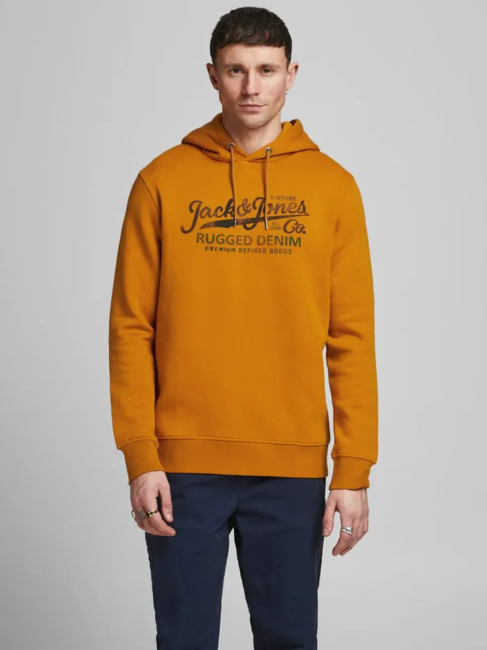 Sweatshirts JACK and JONES Mens LOOPBACK LOGO HOODIE Orange Sudan Brown Near Me Sweatshirts JACK and JONES Mens LOOPBACK LOGO HOODIE Orange Sudan Brown Near Me