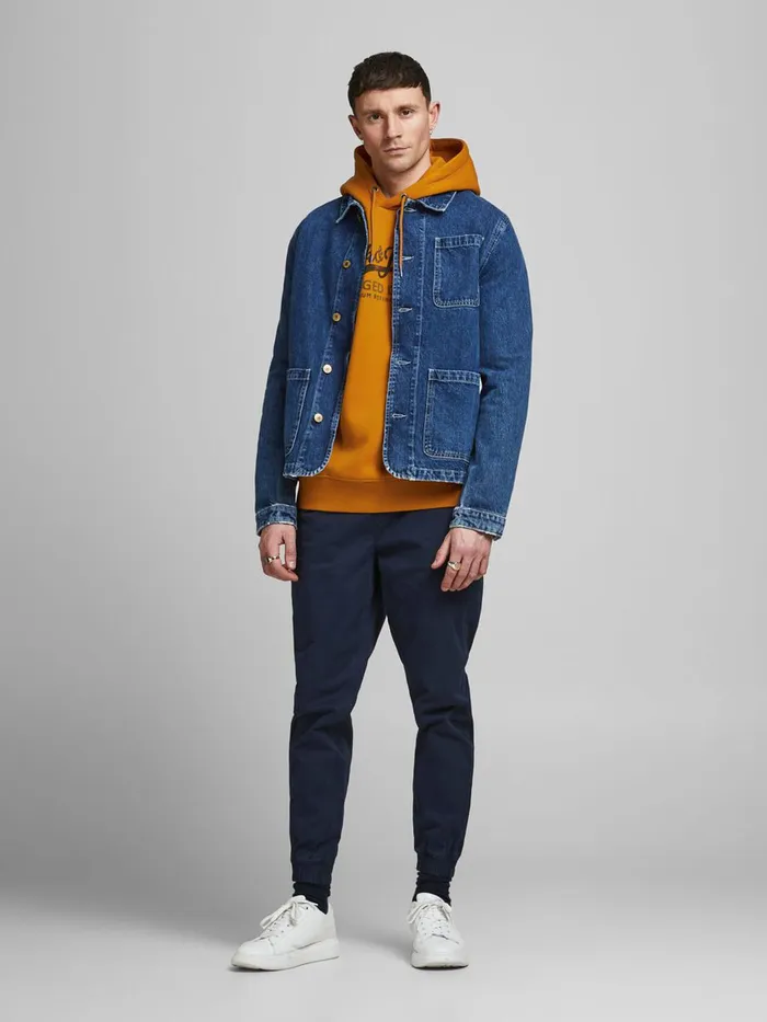 Sweatshirts JACK and JONES Mens LOOPBACK LOGO HOODIE Orange Sudan Brown Near Me