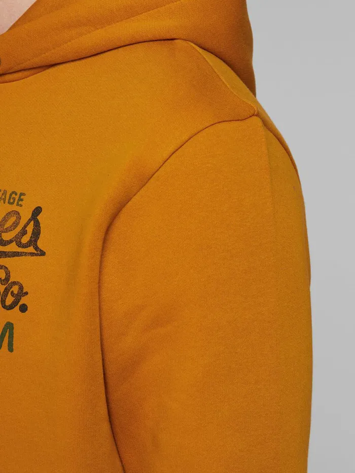 Sweatshirts JACK and JONES Mens LOOPBACK LOGO HOODIE Orange Sudan Brown Near Me