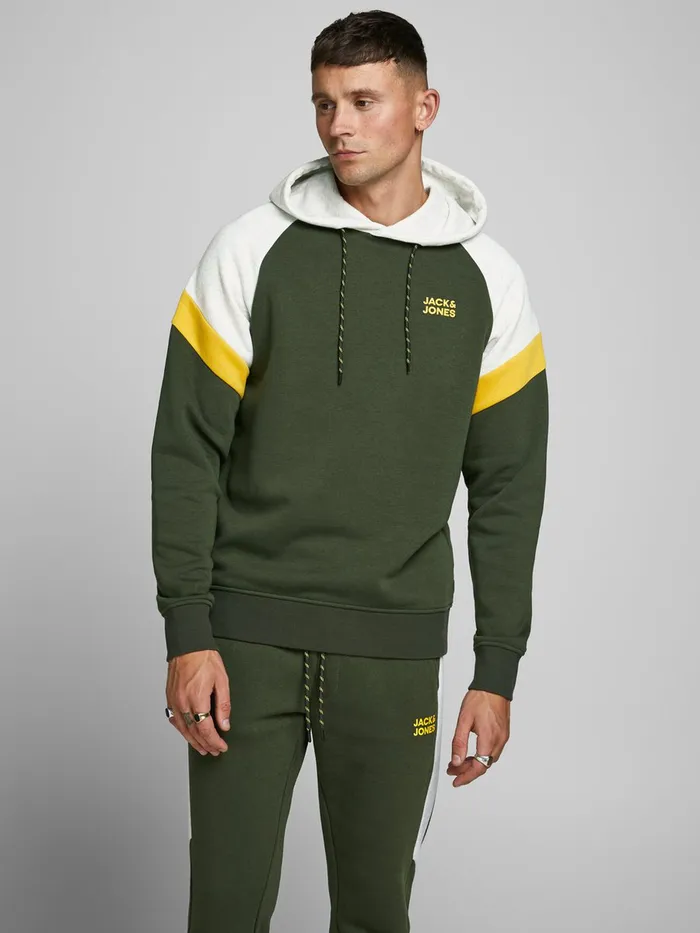 Sweatshirts JACK and JONES Mens LOOPBACK SWEAT HOODIE Green Forest Night On Sale Sweatshirts JACK and JONES Mens LOOPBACK SWEAT HOODIE Green Forest Night On Sale