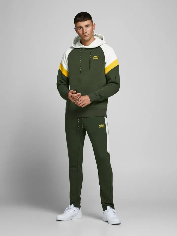 Sweatshirts JACK and JONES Mens LOOPBACK SWEAT HOODIE Green Forest Night On Sale