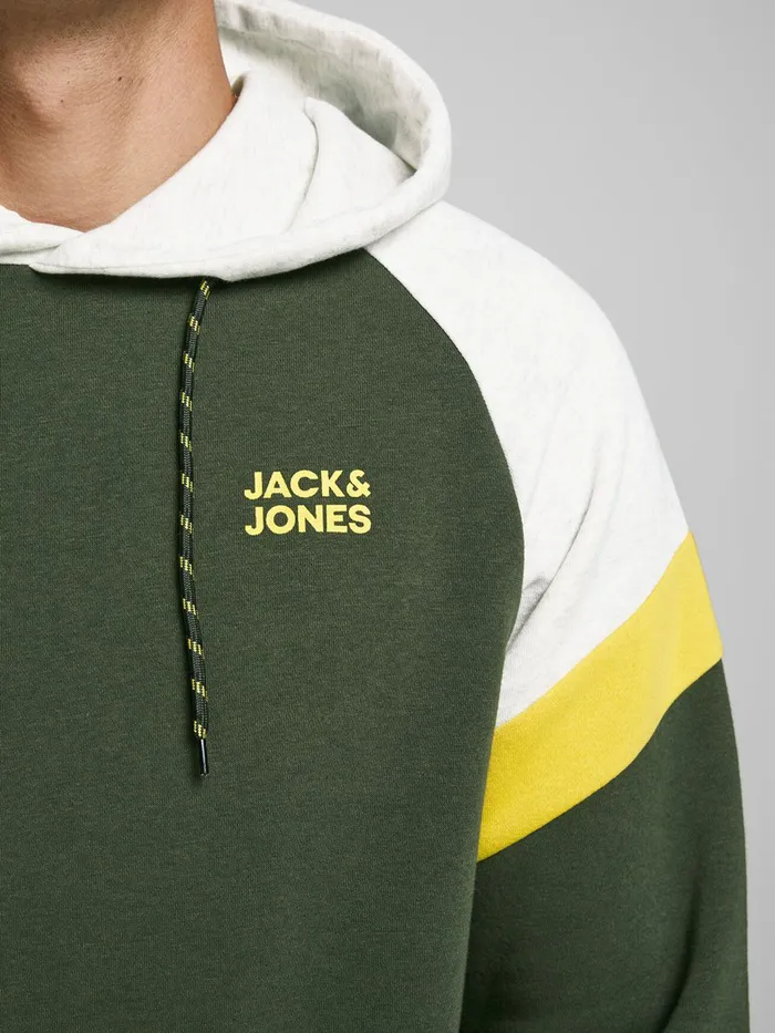 Sweatshirts JACK and JONES Mens LOOPBACK SWEAT HOODIE Green Forest Night On Sale