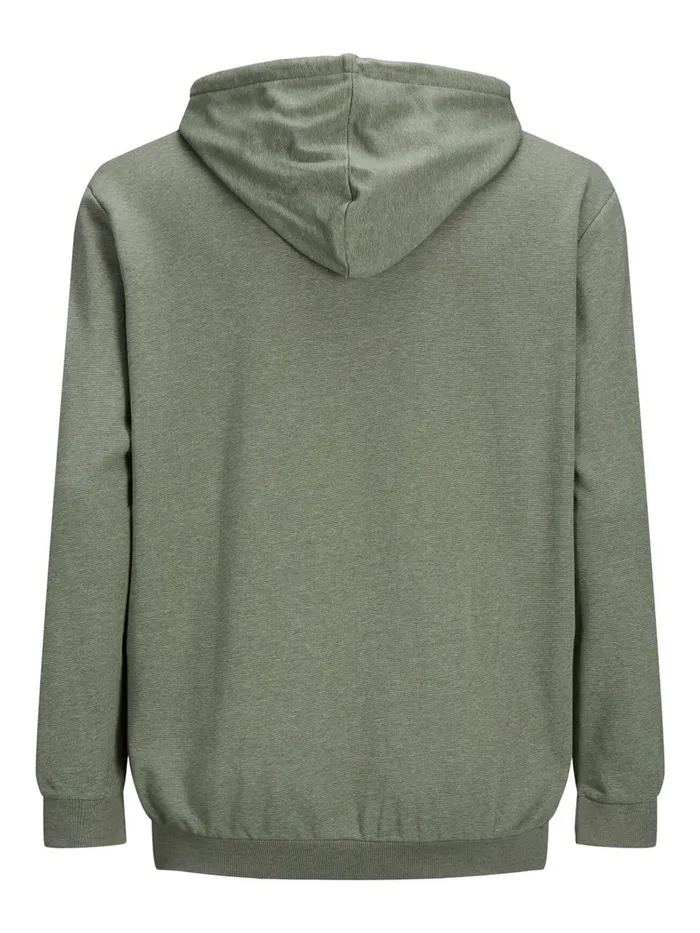 Sweatshirts JACK and JONES Mens LOOPBACK ZIP PLUS SIZE HOODIE Green Dusty Olive Gift for Friend