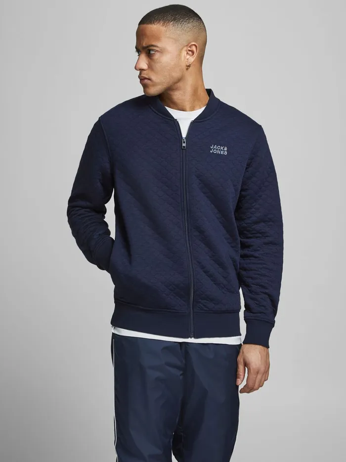 Sweatshirts JACK and JONES Mens ONION QUILTED ZIP SWEATSHIRT Blue Navy Blazer Popular Sweatshirts JACK and JONES Mens ONION QUILTED ZIP SWEATSHIRT Blue Navy Blazer Popular