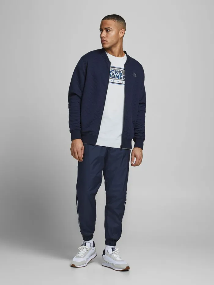 Sweatshirts JACK and JONES Mens ONION QUILTED ZIP SWEATSHIRT Blue Navy Blazer Popular