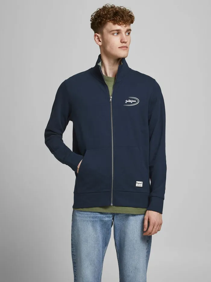 Sweatshirts JACK and JONES Mens ORGANIC COTTON HIGH NECK ZIP SWEATSHIRT Blue Navy Blazer Gift for Friend Sweatshirts JACK and JONES Mens ORGANIC COTTON HIGH NECK ZIP SWEATSHIRT Blue Navy Blazer Gift for Friend