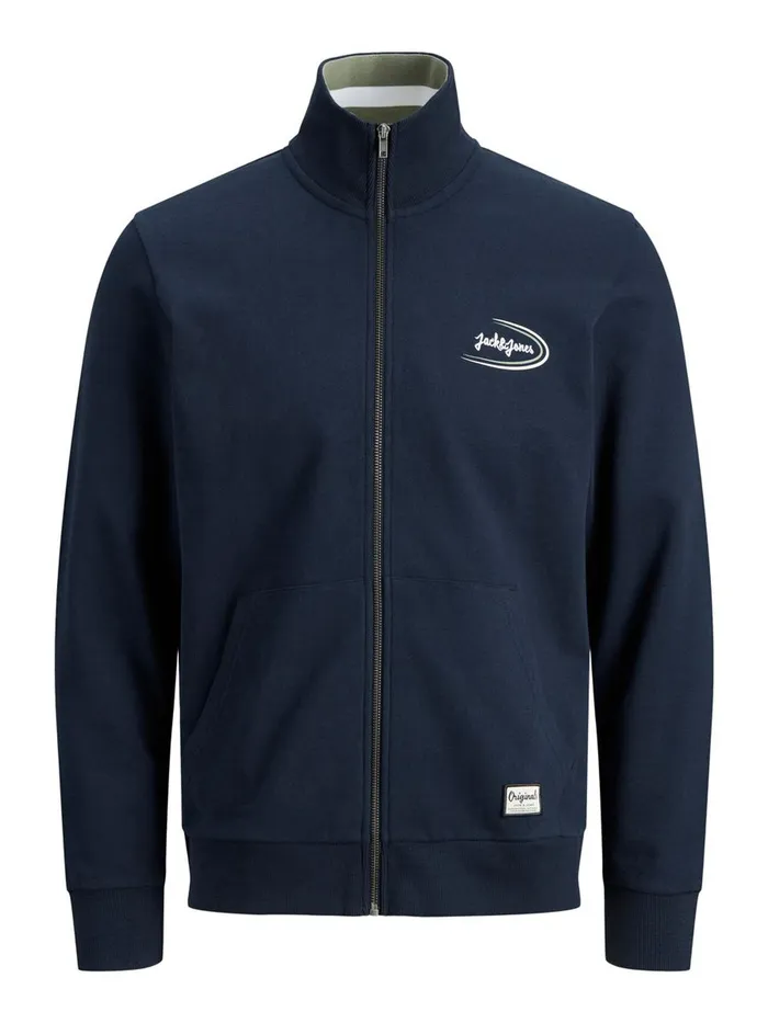 Sweatshirts JACK and JONES Mens ORGANIC COTTON HIGH NECK ZIP SWEATSHIRT Blue Navy Blazer Gift for Friend