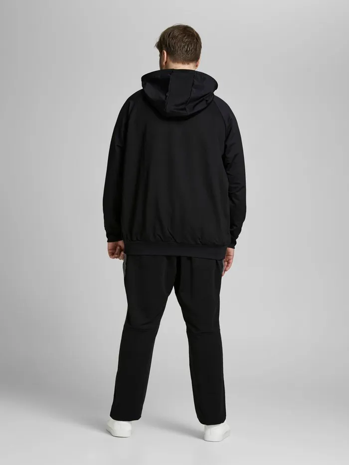 Sweatshirts JACK and JONES Mens SINGLE JERSEY PLUS SIZE HOODIE Black Black Popular