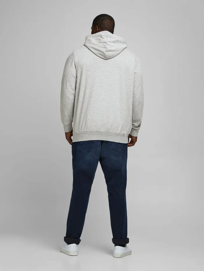 Sweatshirts JACK and JONES Mens SWEAT PLUS SIZE HOODIE Grey Light Grey Melange For Sale