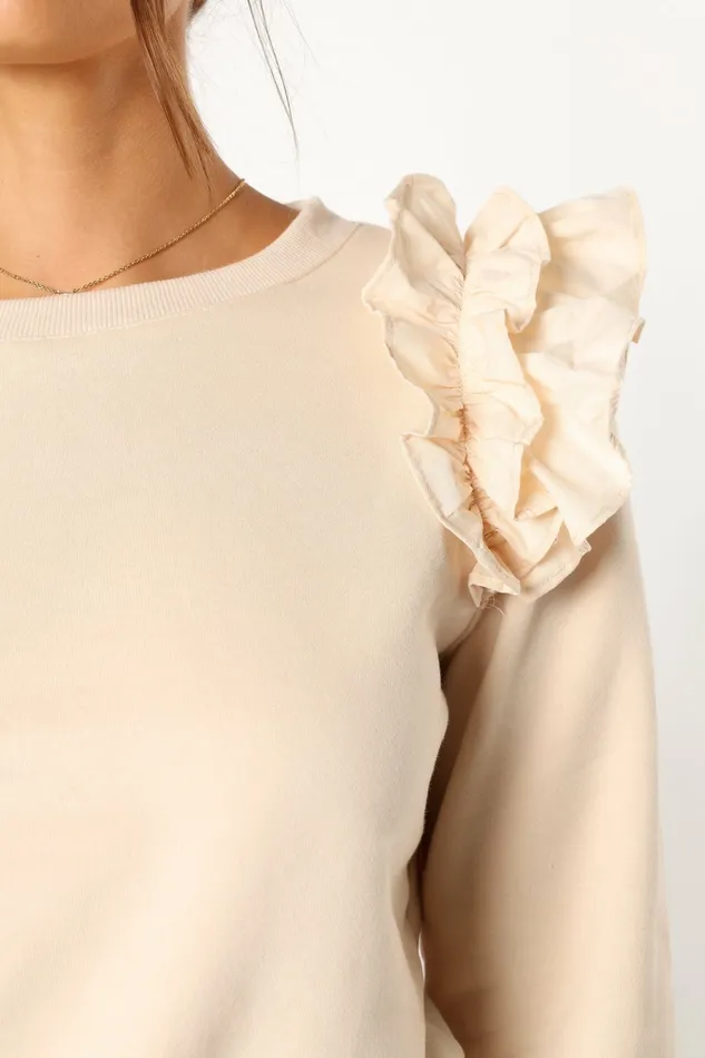 Sweatshirts Petal and Pup Women Cora Ruffle Sleeve Sweatshirt Cream