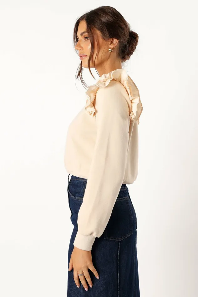 Sweatshirts Petal and Pup Women Cora Ruffle Sleeve Sweatshirt Cream