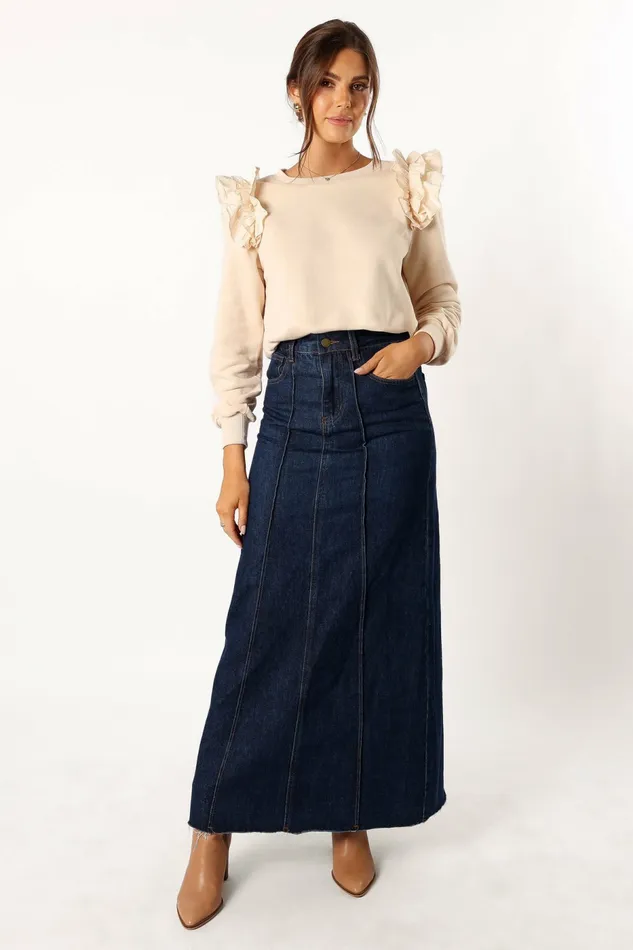 Sweatshirts Petal and Pup Women Cora Ruffle Sleeve Sweatshirt Cream