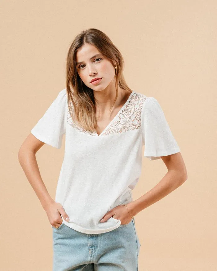 TSHIRT ECRU MANOIR Shop Grace and Mila Lace Tops