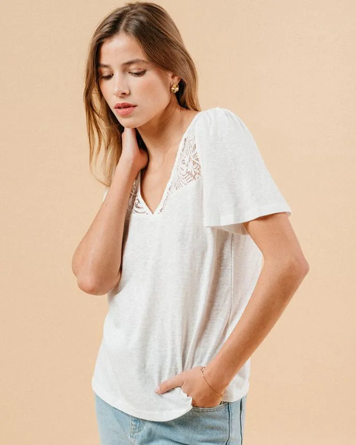 TSHIRT ECRU MANOIR Shop Grace and Mila Lace Tops