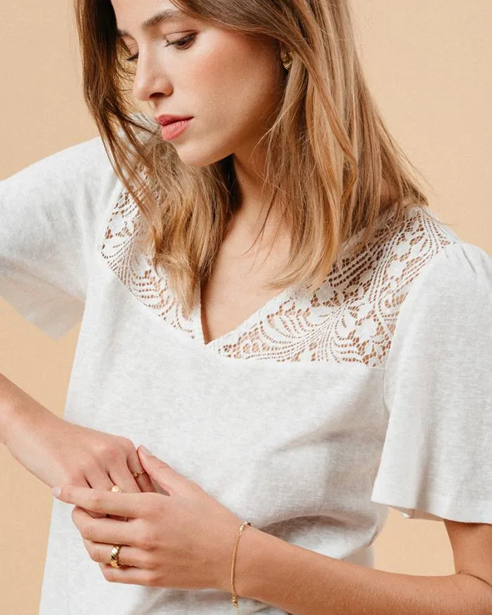 TSHIRT ECRU MANOIR Shop Grace and Mila Lace Tops