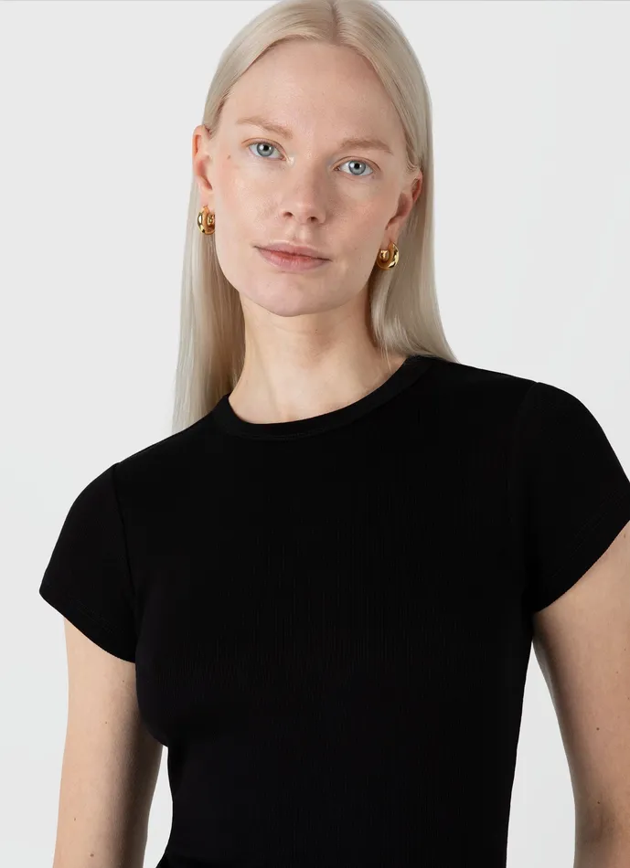 Tshirts and Tops ussunspel Women Ribbed Tshirt Black Tshirts and Tops ussunspel Women Ribbed Tshirt Black