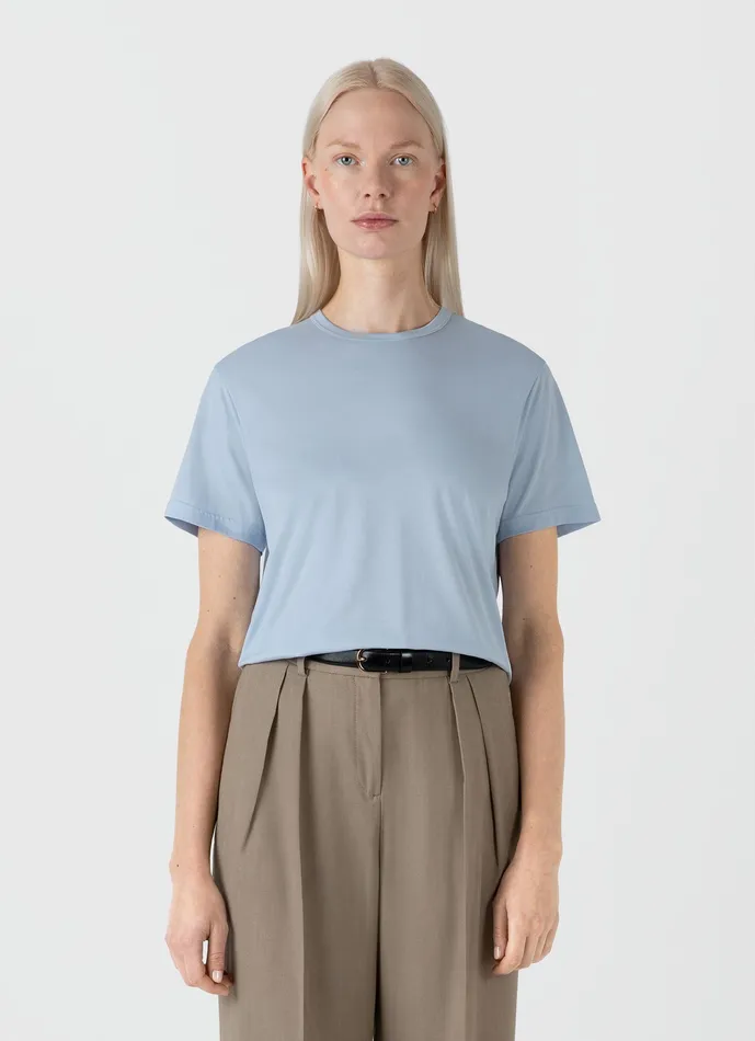 Tshirts and Tops Women Relaxed Fit Tshirt Blue Mist ussunspel