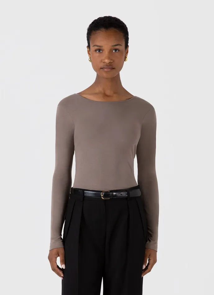 Tshirts and Tops Women Stretch Cotton Scoop Back Top Cedar ussunspel